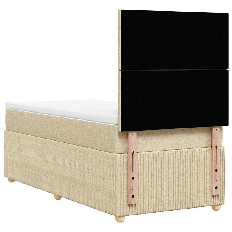 Pat box spring cu saltea, crem, 100x200 cm, textil