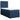 Pat box spring cu saltea, albastru, 100x200 cm, textil