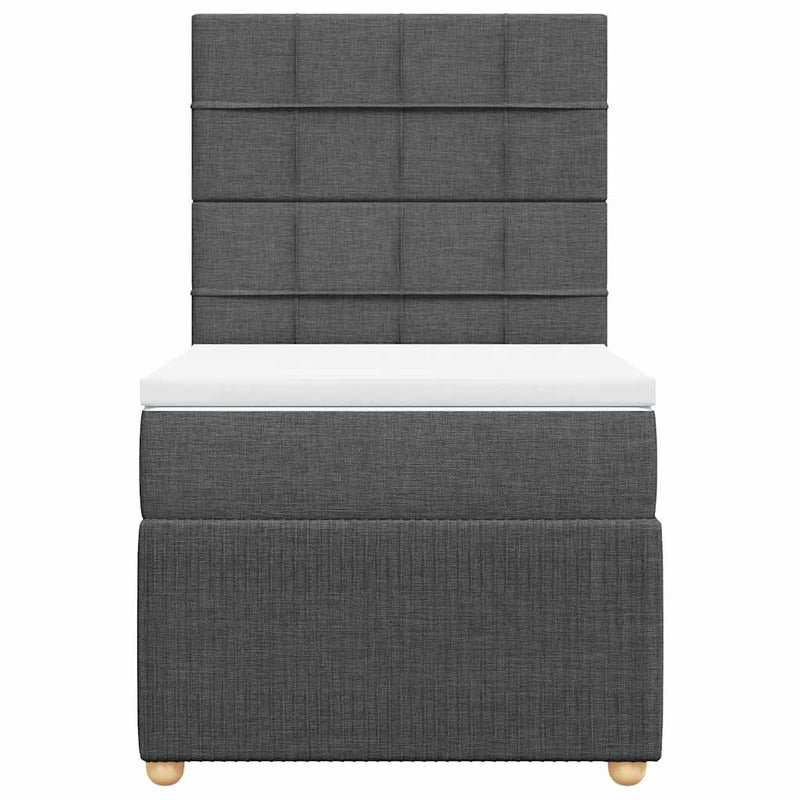 Pat box spring cu saltea, gri închis, 100x200 cm, textil
