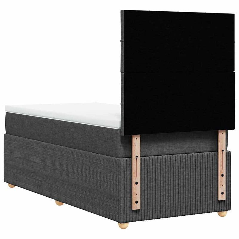 Pat box spring cu saltea, gri închis, 100x200 cm, textil