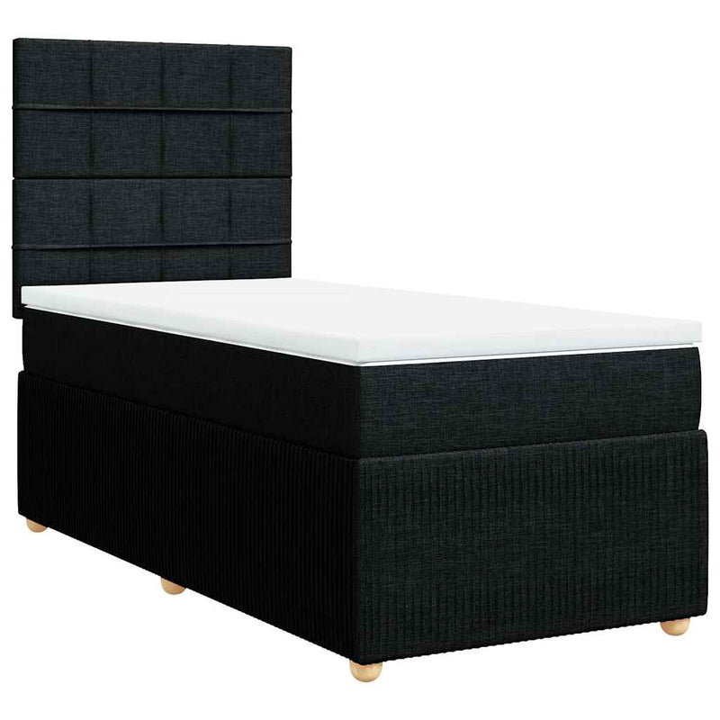 Pat box spring cu saltea, negru, 100x200 cm, textil