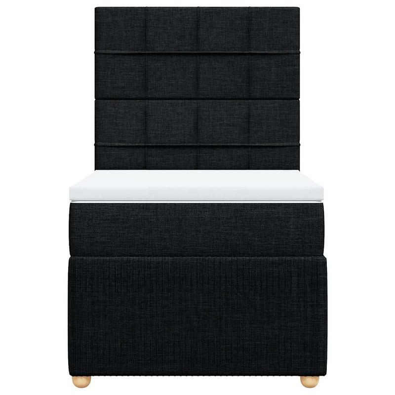 Pat box spring cu saltea, negru, 100x200 cm, textil
