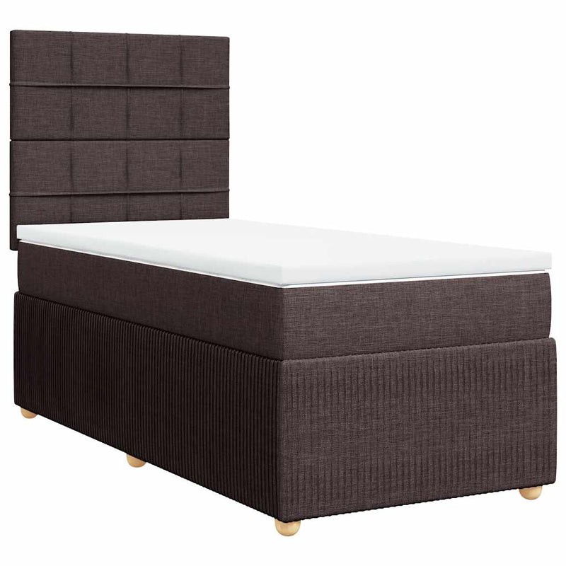 Pat box spring cu saltea, maro închis, 100x200 cm, textil