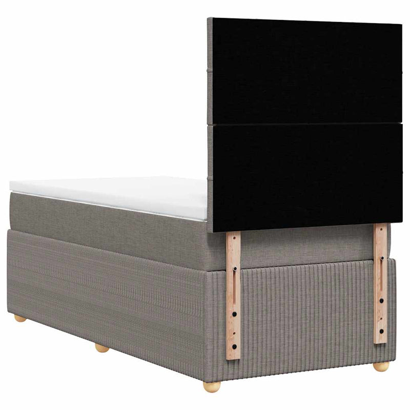 Pat box spring cu saltea, gri taupe, 100x200 cm, textil