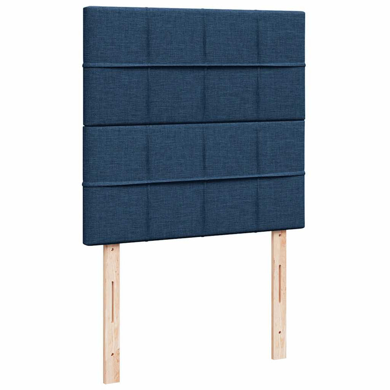Pat box spring cu saltea, albastru, 100x200 cm, textil