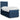 Pat box spring cu saltea, albastru, 100x200 cm, textil