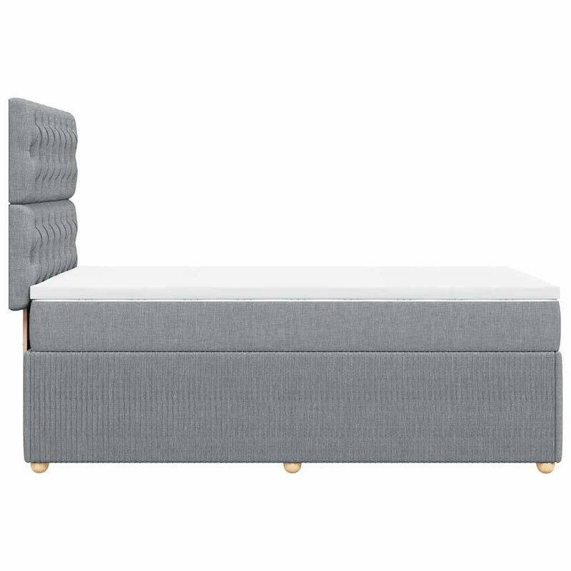 Pat box spring cu saltea, gri deschis, 100x200 cm, textil