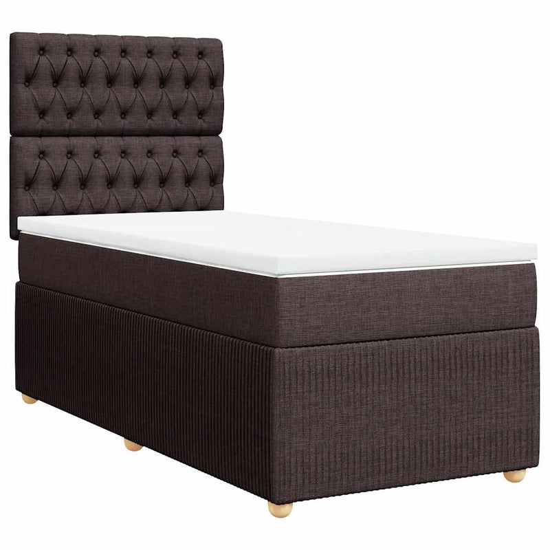 Pat box spring cu saltea, maro închis, 100x200 cm, textil