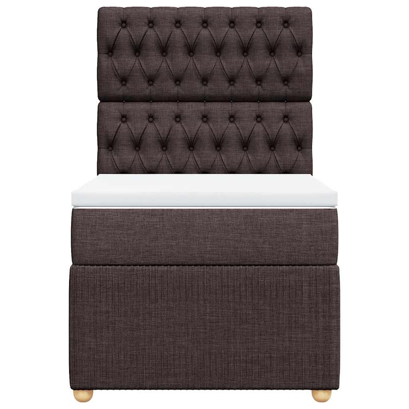 Pat box spring cu saltea, maro închis, 100x200 cm, textil