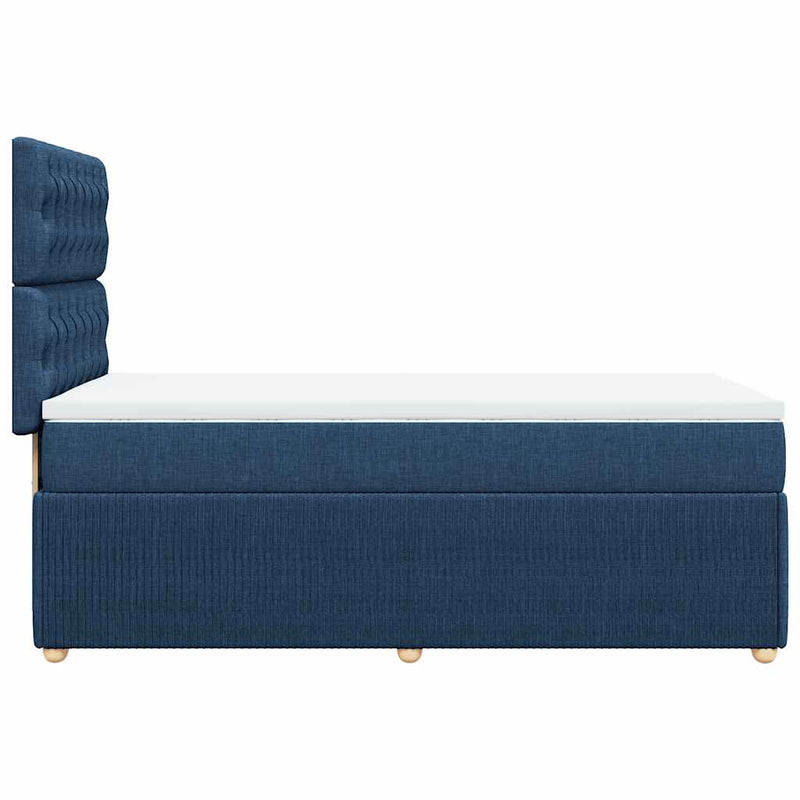 Pat box spring cu saltea, albastru, 100x200 cm, textil