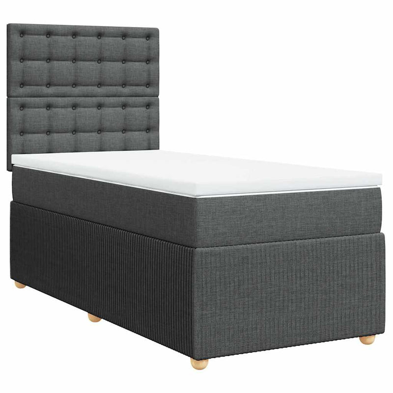 Pat box spring cu saltea, gri închis, 100x200 cm, textil