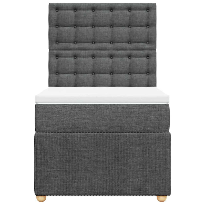 Pat box spring cu saltea, gri închis, 100x200 cm, textil