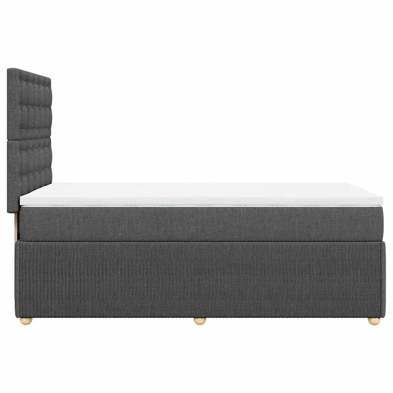 Pat box spring cu saltea, gri închis, 100x200 cm, textil