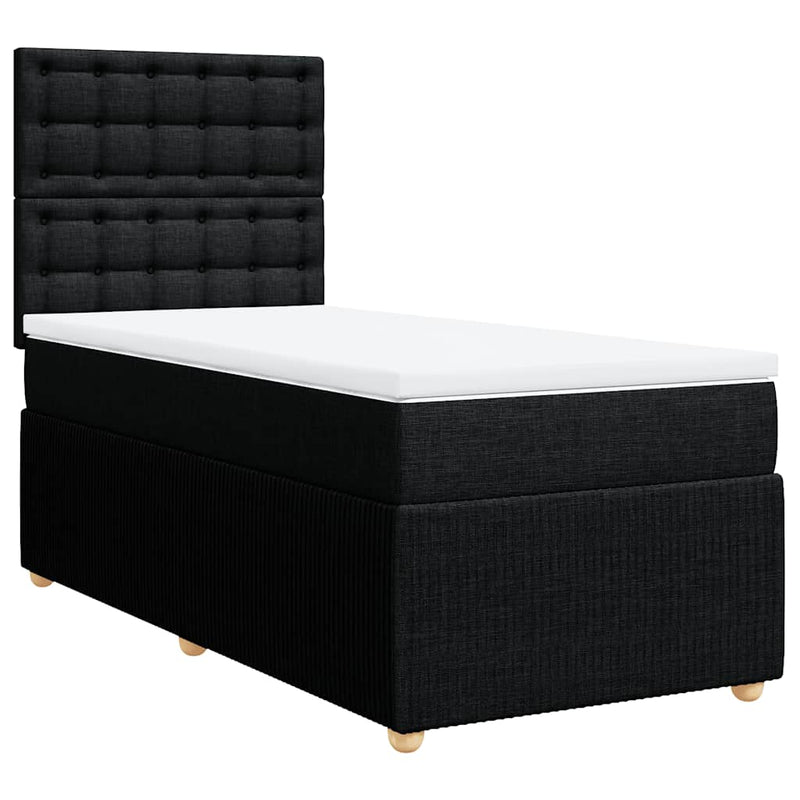 Pat box spring cu saltea, negru, 100x200 cm, textil