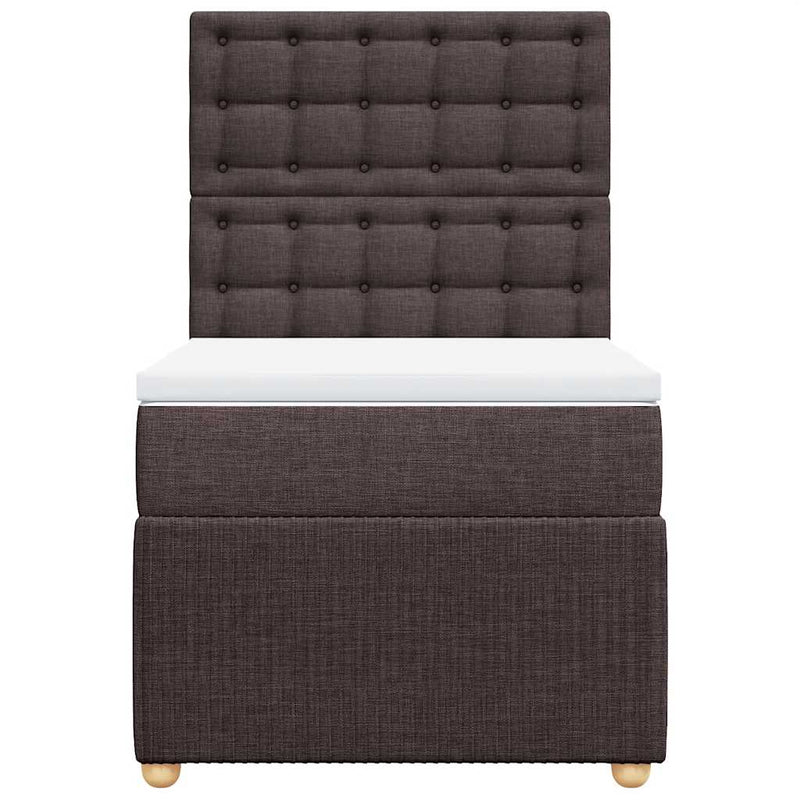 Pat box spring cu saltea, maro închis, 100x200 cm, textil