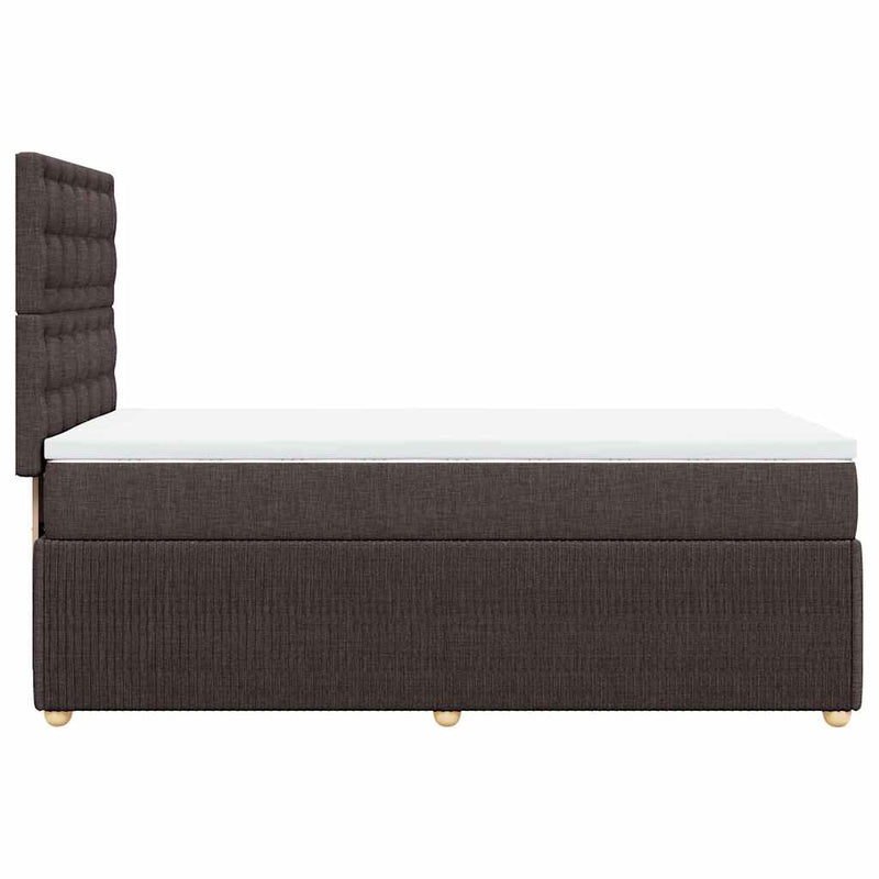 Pat box spring cu saltea, maro închis, 100x200 cm, textil