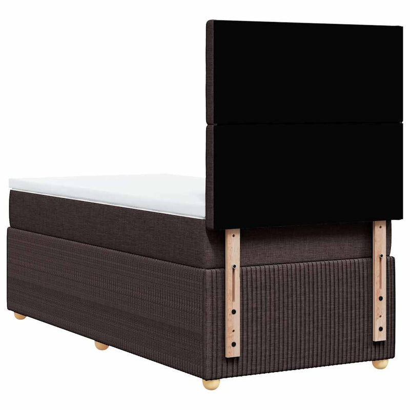 Pat box spring cu saltea, maro închis, 100x200 cm, textil