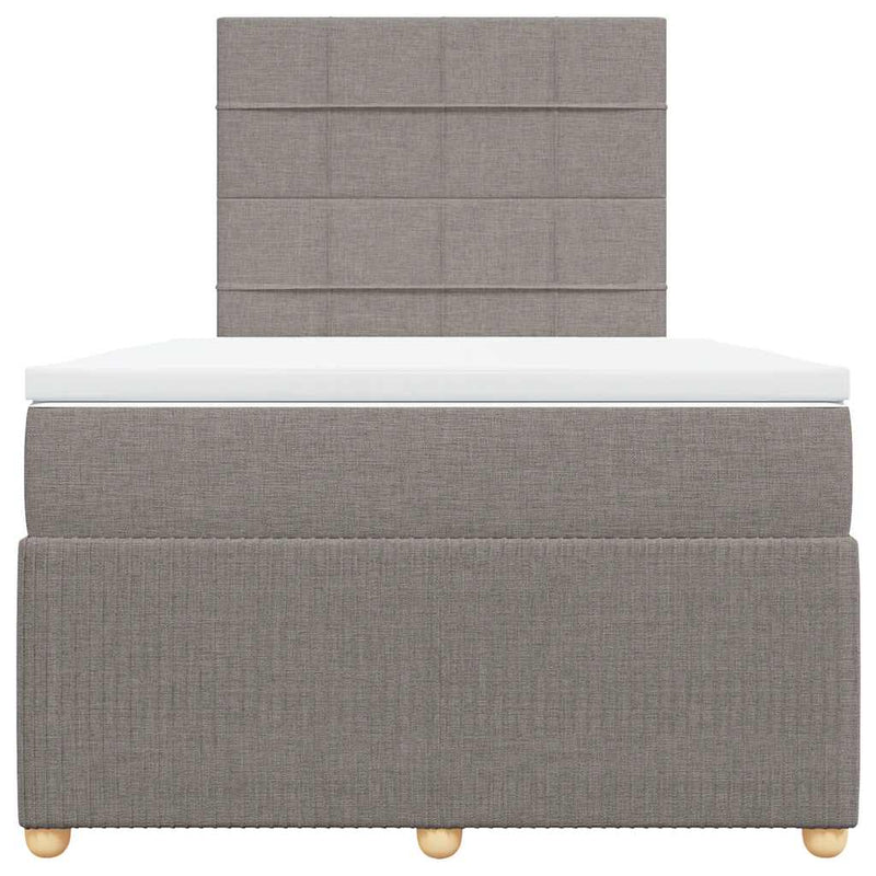 Pat box spring cu saltea, taupe, 120x190 cm material textil