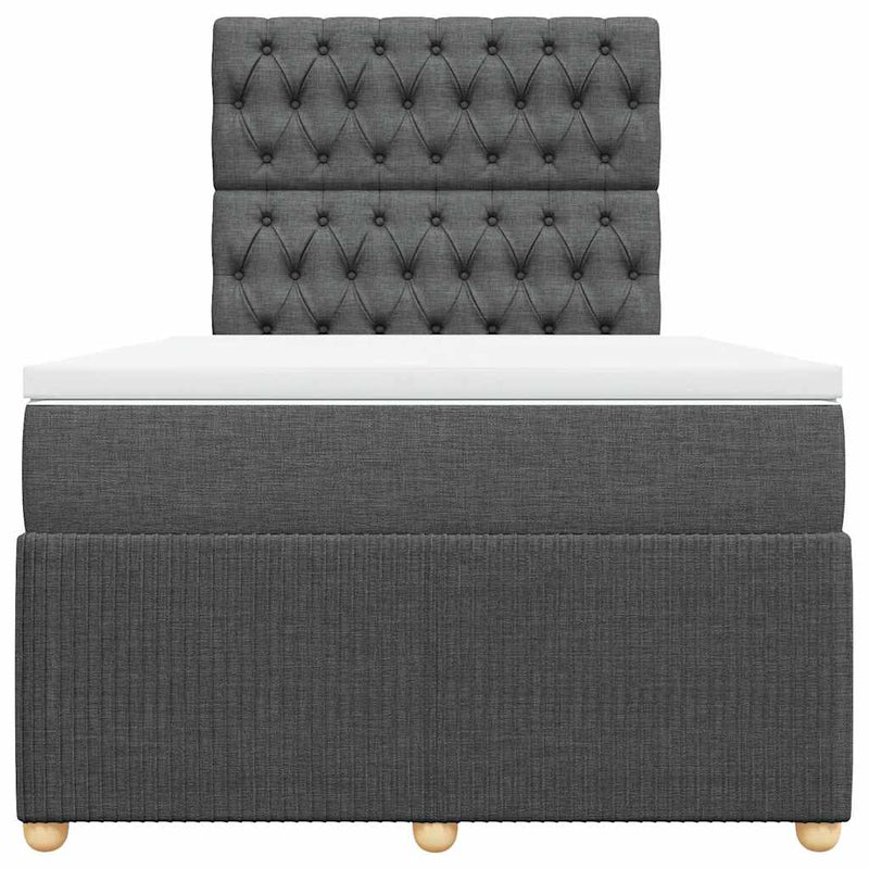 Pat box spring cu saltea, gri închis, 120x190 cm, textil