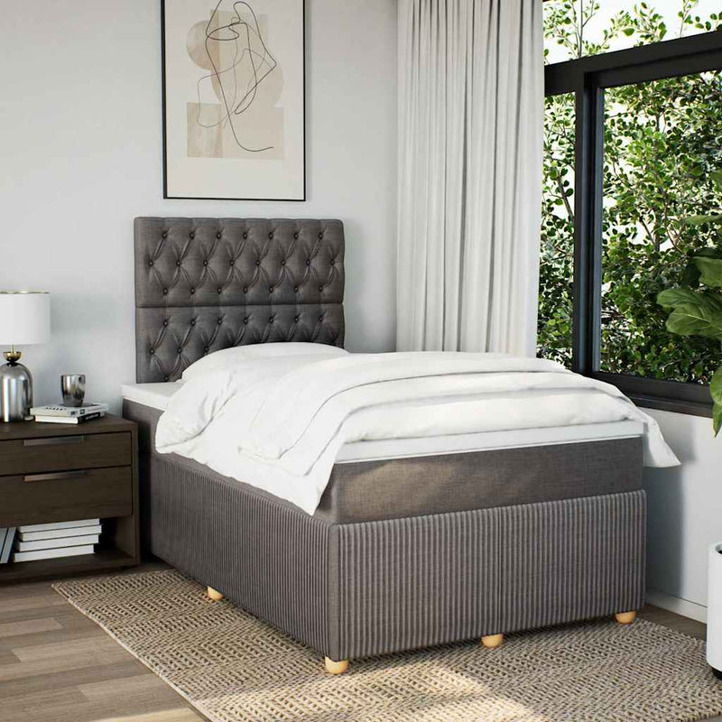 Pat box spring cu saltea, taupe, 120x190 cm material textil