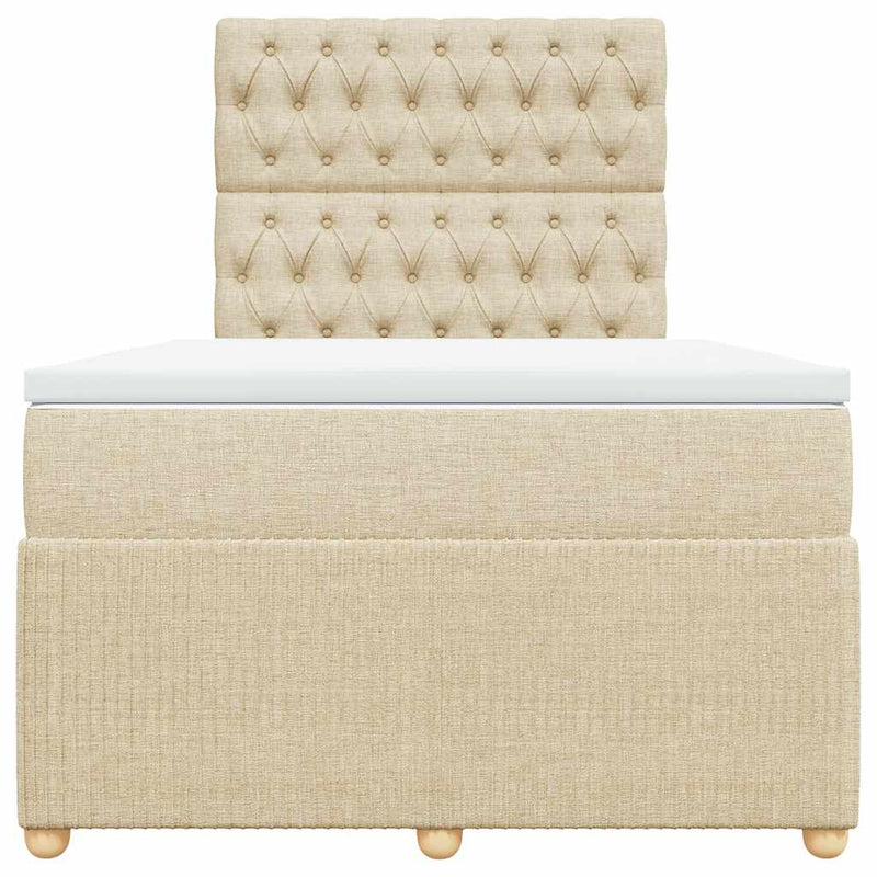 Pat continental cu saltea, crem, 120x190 cm, textil