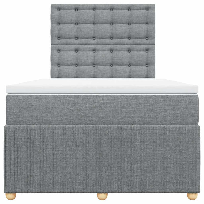 Pat box spring cu saltea, gri deschis, 120x190 cm, textil