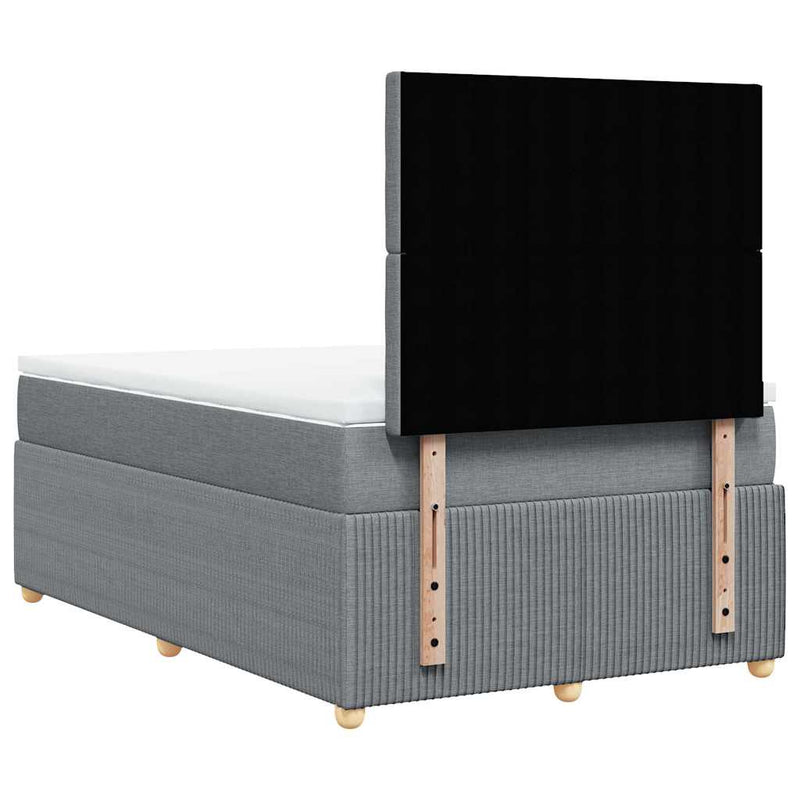 Pat box spring cu saltea, gri deschis, 120x190 cm, textil