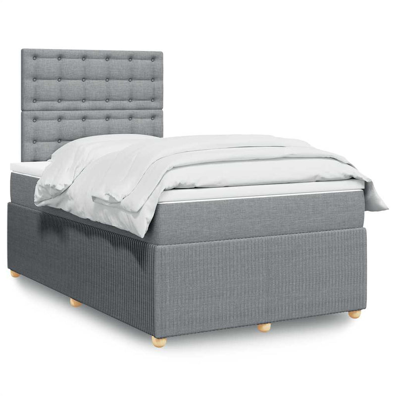 Pat box spring cu saltea, gri deschis, 120x190 cm, textil