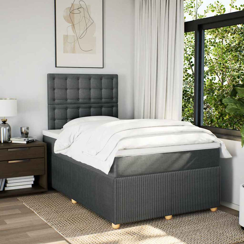 Pat box spring cu saltea, gri închis, 120x190 cm, textil