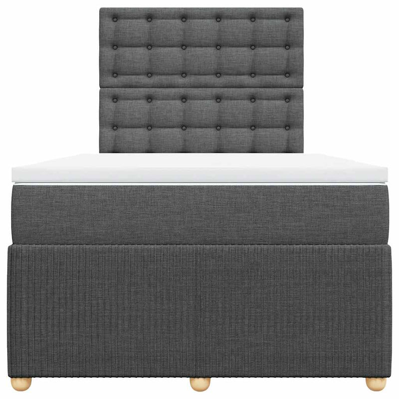 Pat box spring cu saltea, gri închis, 120x190 cm, textil