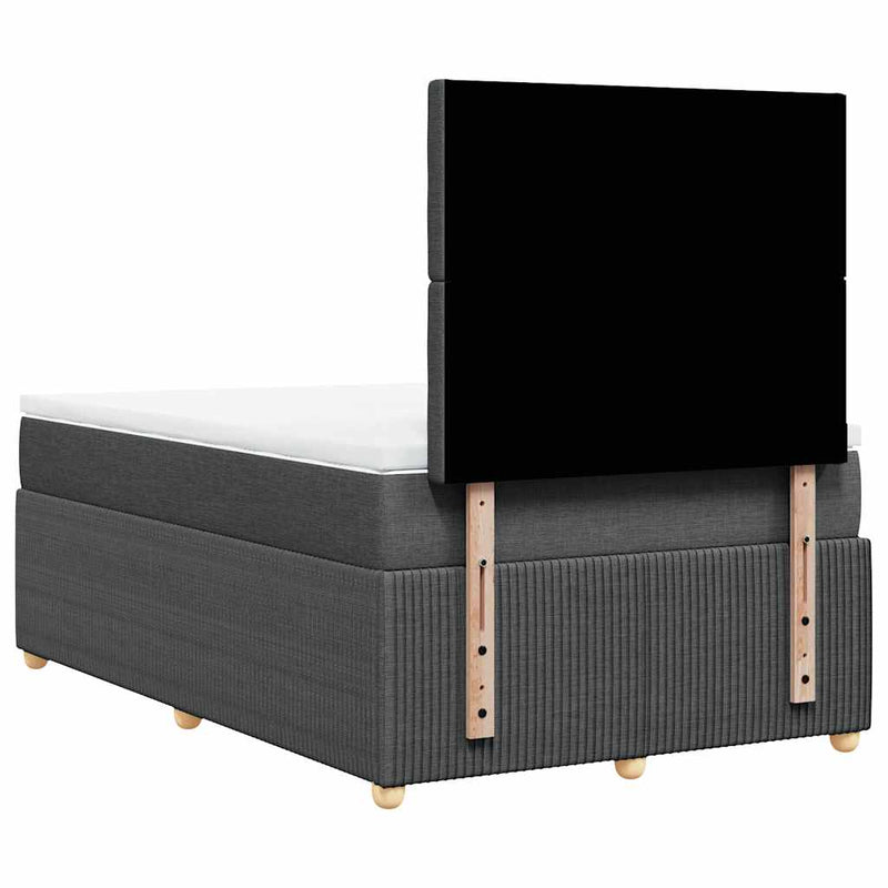 Pat box spring cu saltea, gri închis, 120x190 cm, textil