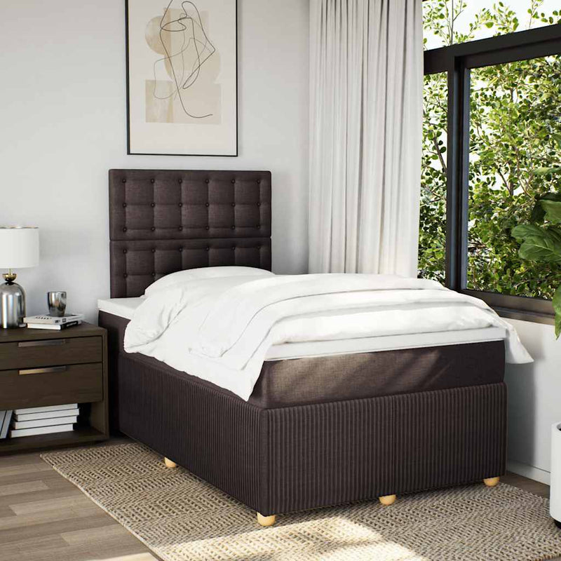 Pat box spring cu saltea, maro închis, 120x190 cm, textil