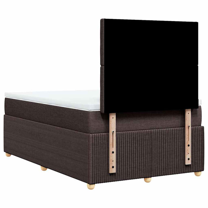 Pat box spring cu saltea, maro închis, 120x190 cm, textil