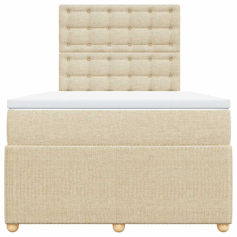 Pat continental cu saltea, crem, 120x190 cm, textil