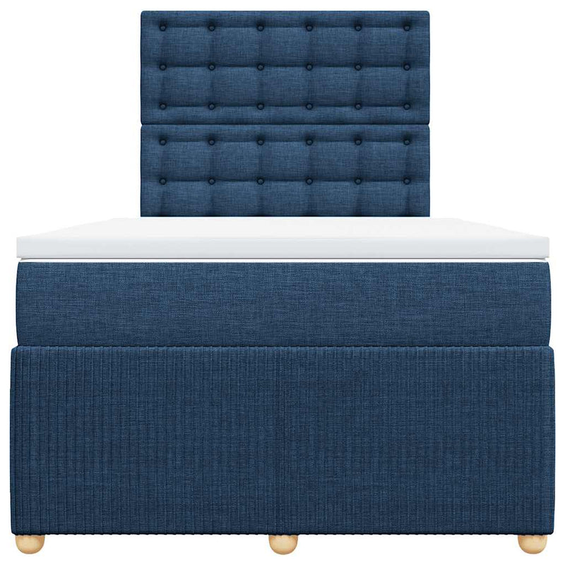 Pat box spring cu saltea, albastru, 120x190 cm, material textil