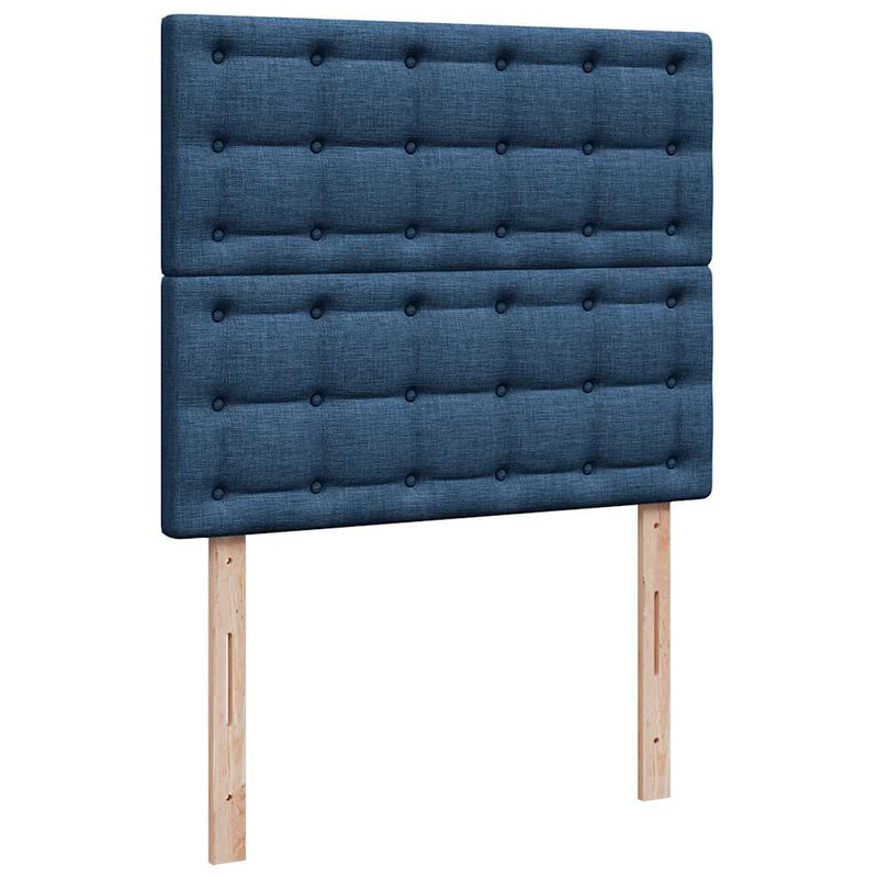 Pat box spring cu saltea, albastru, 120x190 cm, material textil