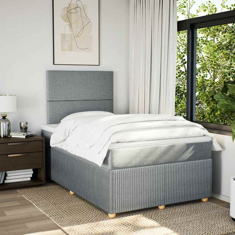 Pat continental cu saltea, gri deschis, 120x200 cm, textil