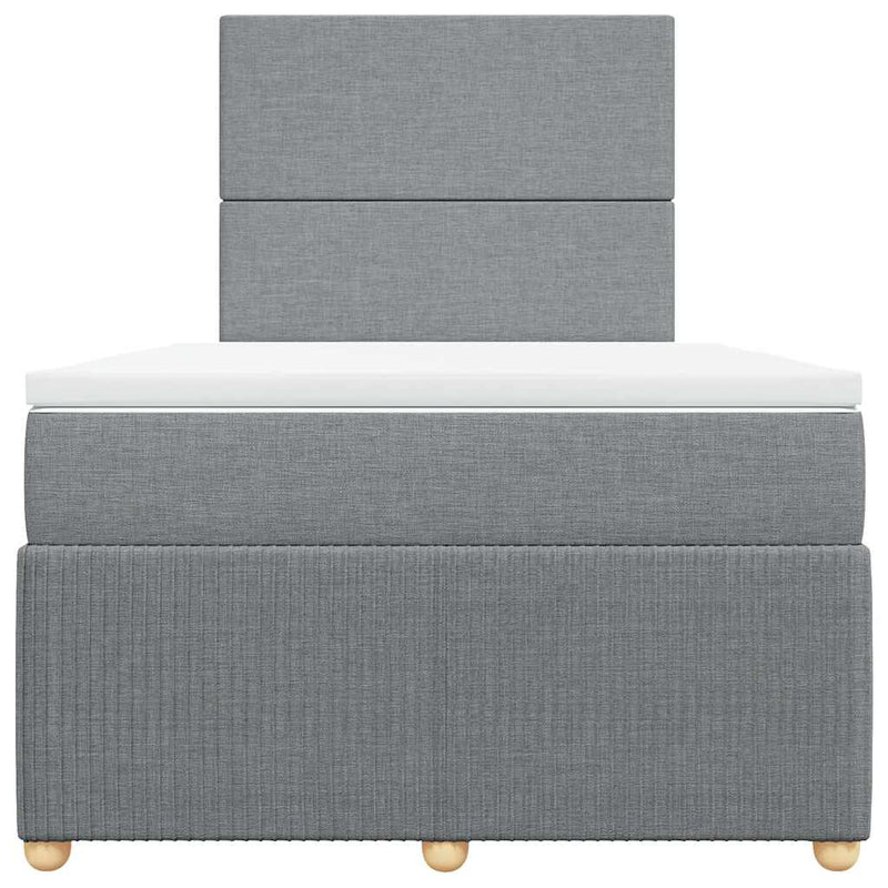 Pat continental cu saltea, gri deschis, 120x200 cm, textil