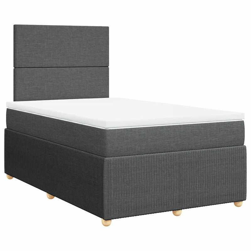 Pat box spring cu saltea, gri închis, 120x200 cm, textil