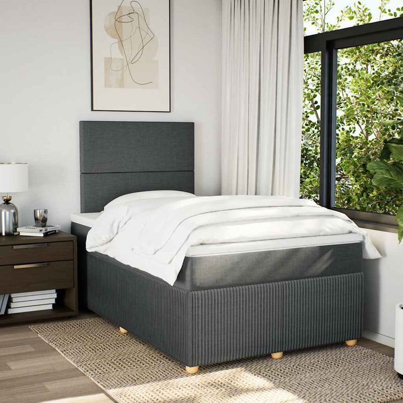 Pat box spring cu saltea, gri închis, 120x200 cm, textil