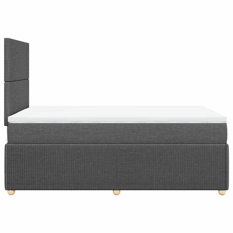 Pat box spring cu saltea, gri închis, 120x200 cm, textil