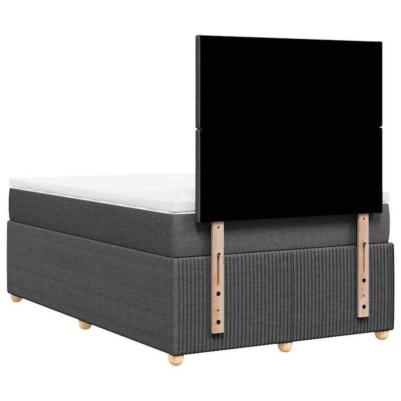Pat box spring cu saltea, gri închis, 120x200 cm, textil