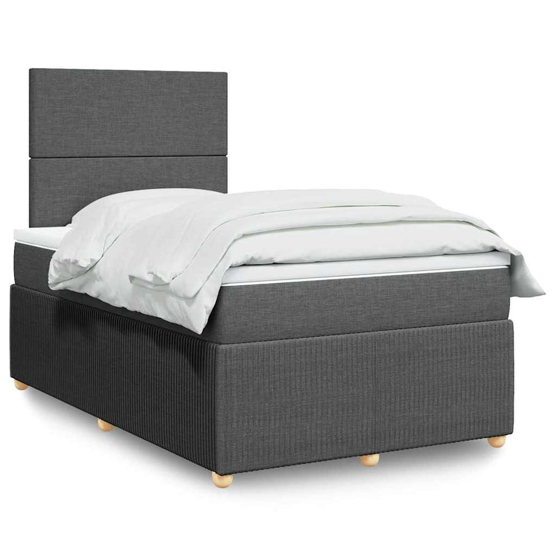 Pat box spring cu saltea, gri închis, 120x200 cm, textil
