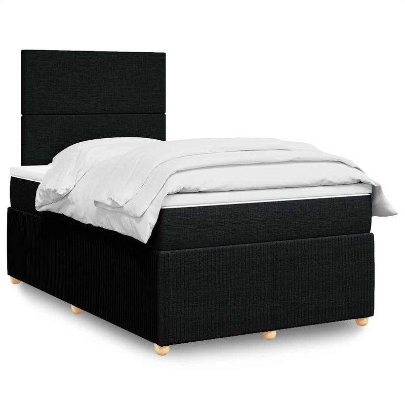Pat box spring cu saltea, negru, 120x200 cm, textil