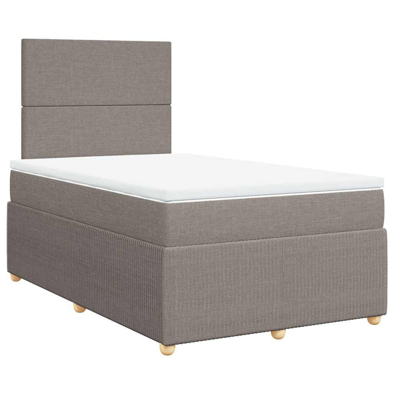 Pat box spring cu saltea, gri taupe, 120x200 cm, textil