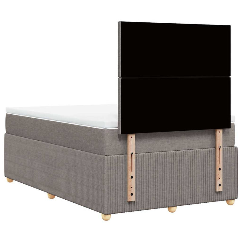 Pat box spring cu saltea, gri taupe, 120x200 cm, textil