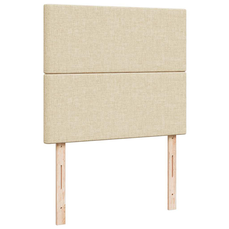 Pat box spring cu saltea, crem, 120x200 cm, textil