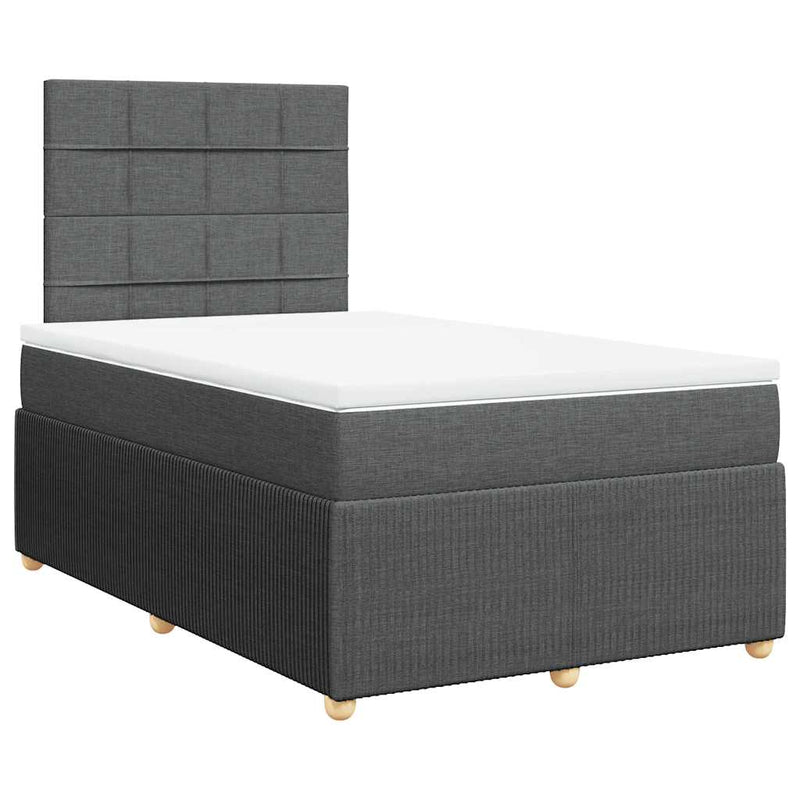 Pat box spring cu saltea, gri închis, 120x200 cm, textil
