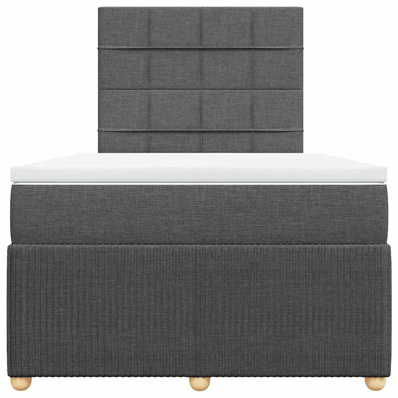 Pat box spring cu saltea, gri închis, 120x200 cm, textil