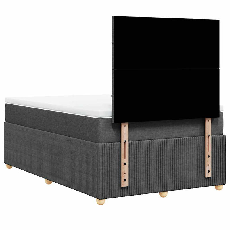 Pat box spring cu saltea, gri închis, 120x200 cm, textil